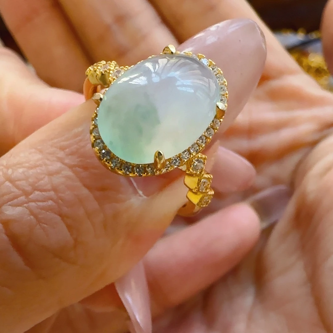 翡翠戒指银S925镶嵌翡翠240