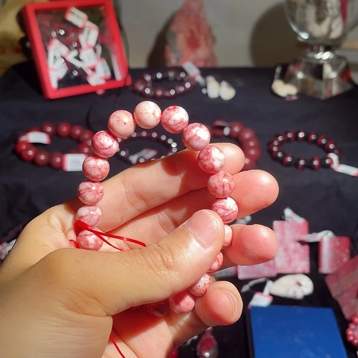 天然辰砂原石玉化料手串