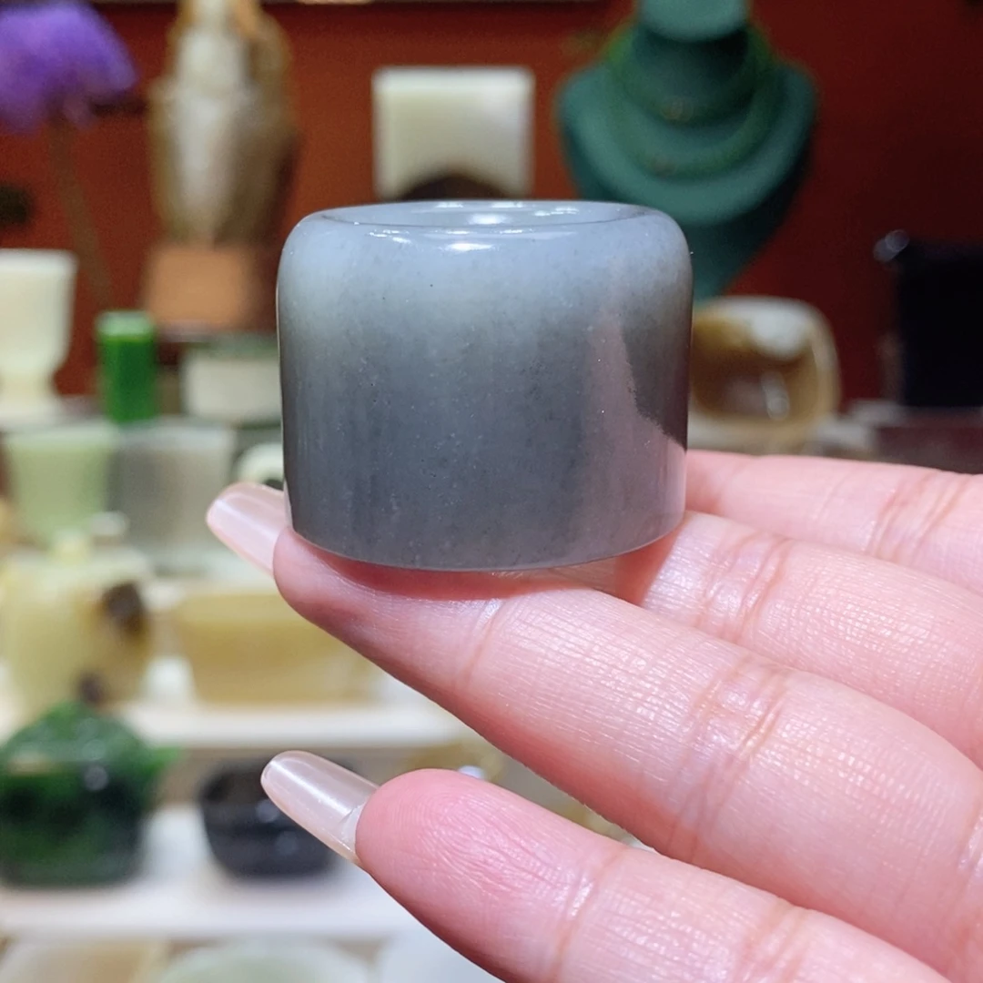 未镶嵌和田玉把件新疆和田玉青花扳指21.8mm