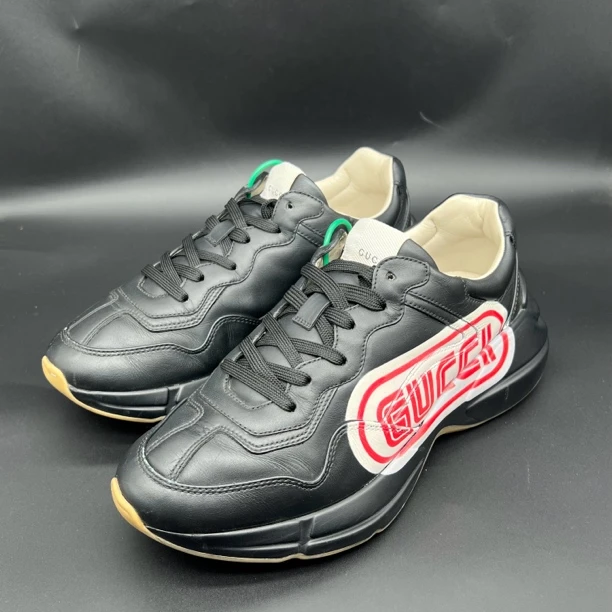 95新 GUCCI/古驰 黑红经典低帮男士运动老爹鞋 40欧 奢f