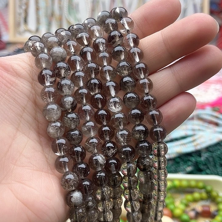 玛瑙/玉髓珠宝半成品未镶嵌一条8mm左右茶晶珠