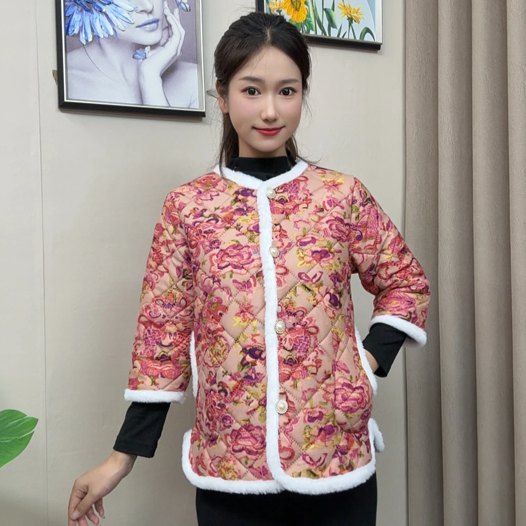 保暖圆领修身型加绒加厚款中老年女装