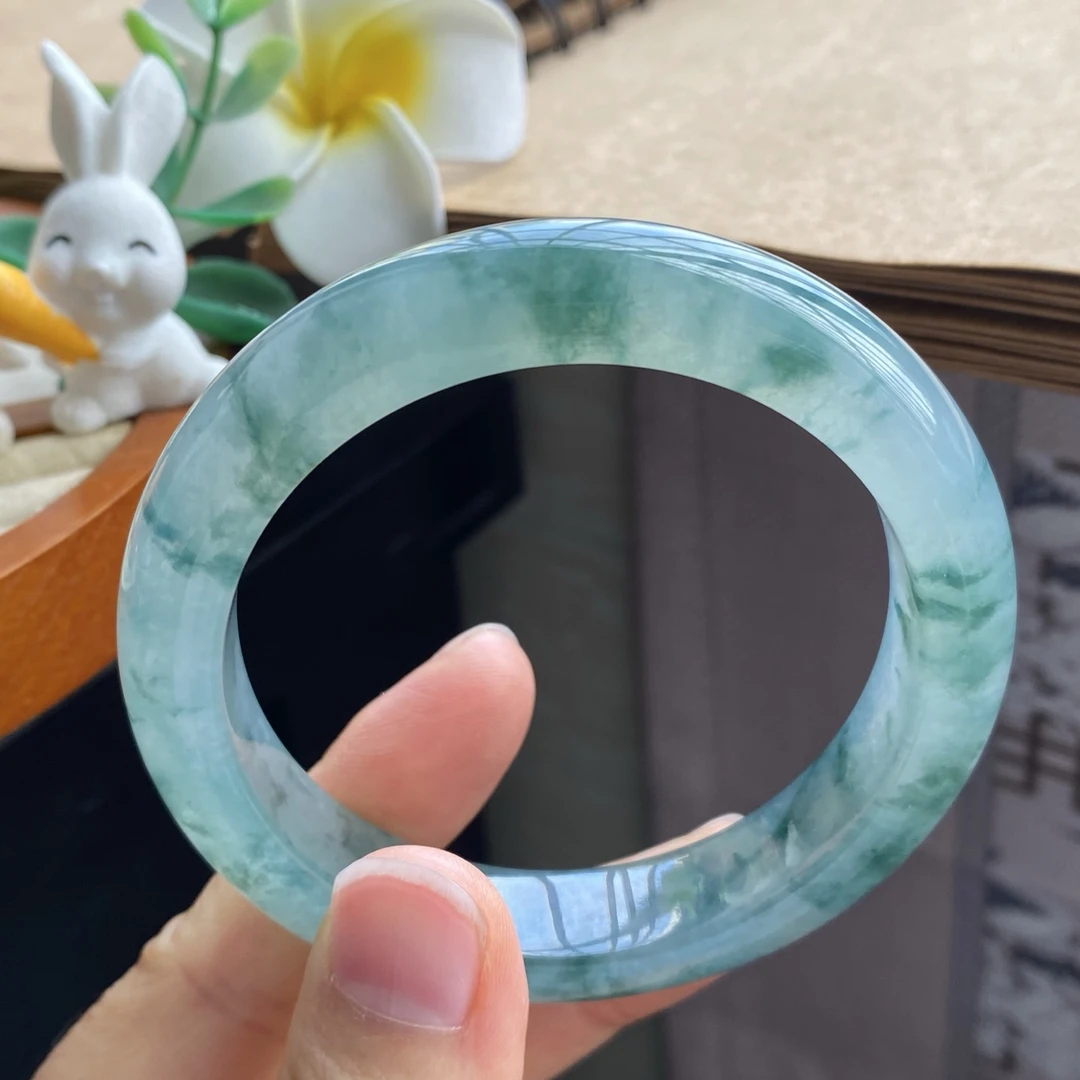 02.05批冰飘花种水镯266号56.6-12.8-8.8！天然翡翠手镯