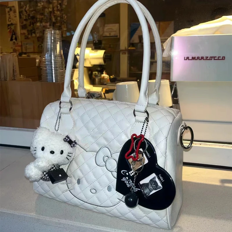 中古HelloKitty托特包可爱甜妹软皮单肩手提包女大容量外出旅行袋