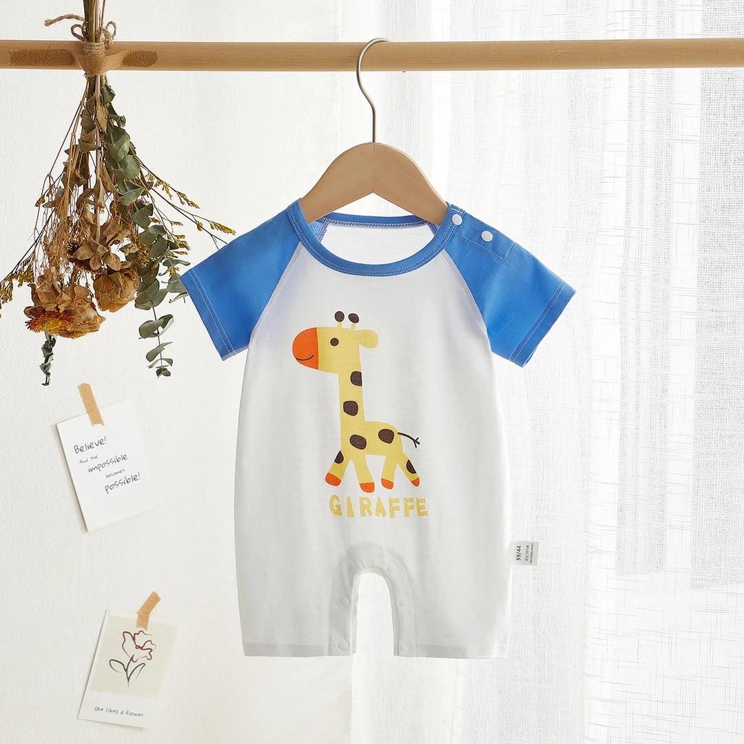 婴儿夏季短袖哈衣儿童纯棉薄款连体衣夏天宝宝爬服新生儿无骨睡衣