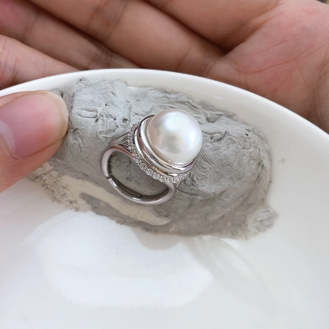 戒圈银S925镶嵌海水珍珠