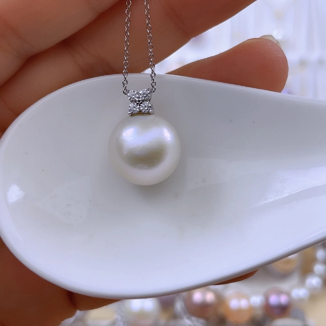 银S925镶嵌淡水珍珠吊坠(赠链)