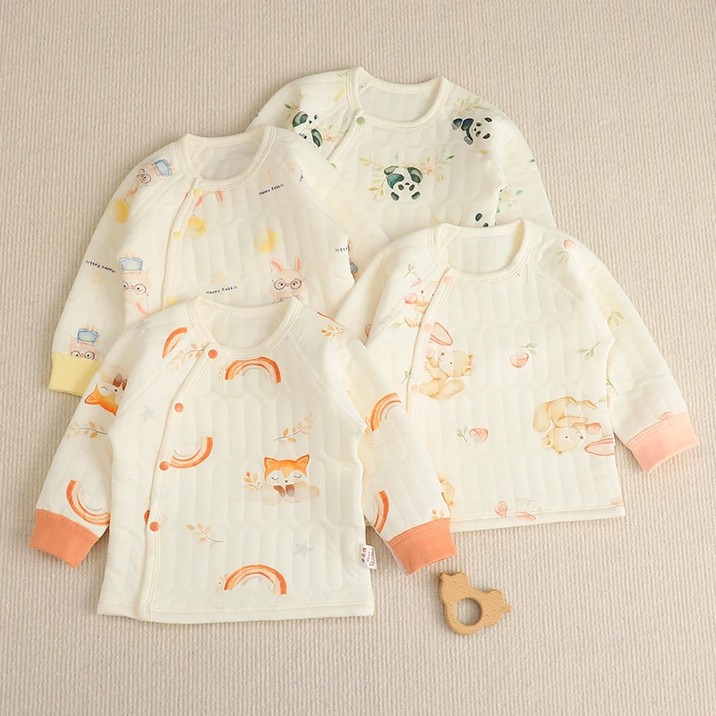 婴儿衣服秋冬新款保暖内衣新生儿男女宝宝贴身冬季a类中厚夹棉衣