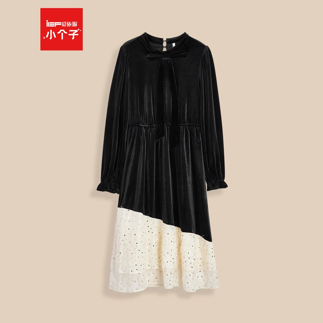 IEF/爱依服2025秋冬新款法式名媛高级感时尚连衣裙时尚拼接裙子