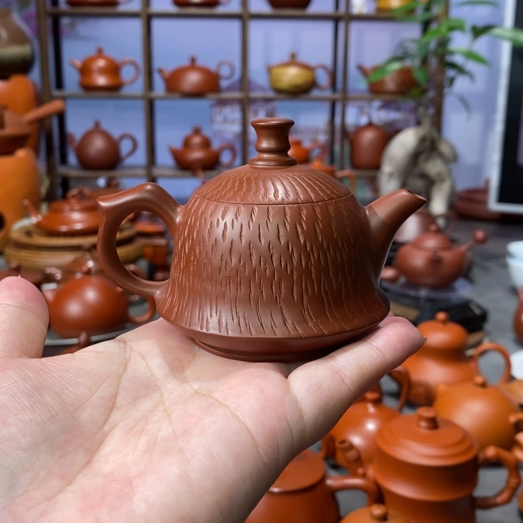 茶壶朱泥章淑煌朱泥跳刀金钟壶80c
