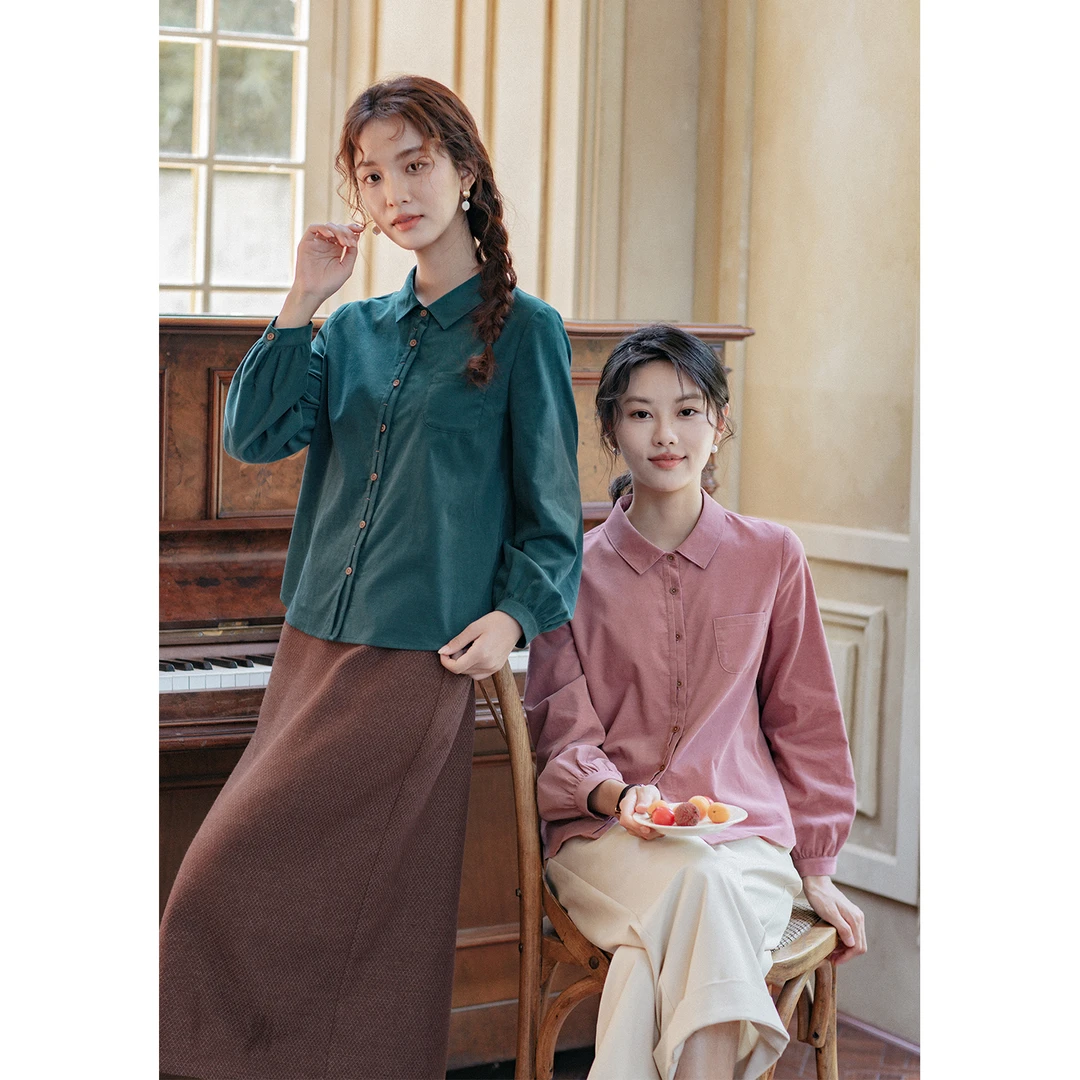 红念纯棉衬衫爆款长袖宽松设计感秋冬2025新款女装气质衬衣上衣