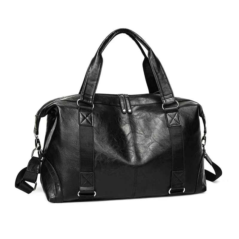 轻奢高级PU男士手提包韩版时尚休闲斜挎旅行包皮大容量行李包男包