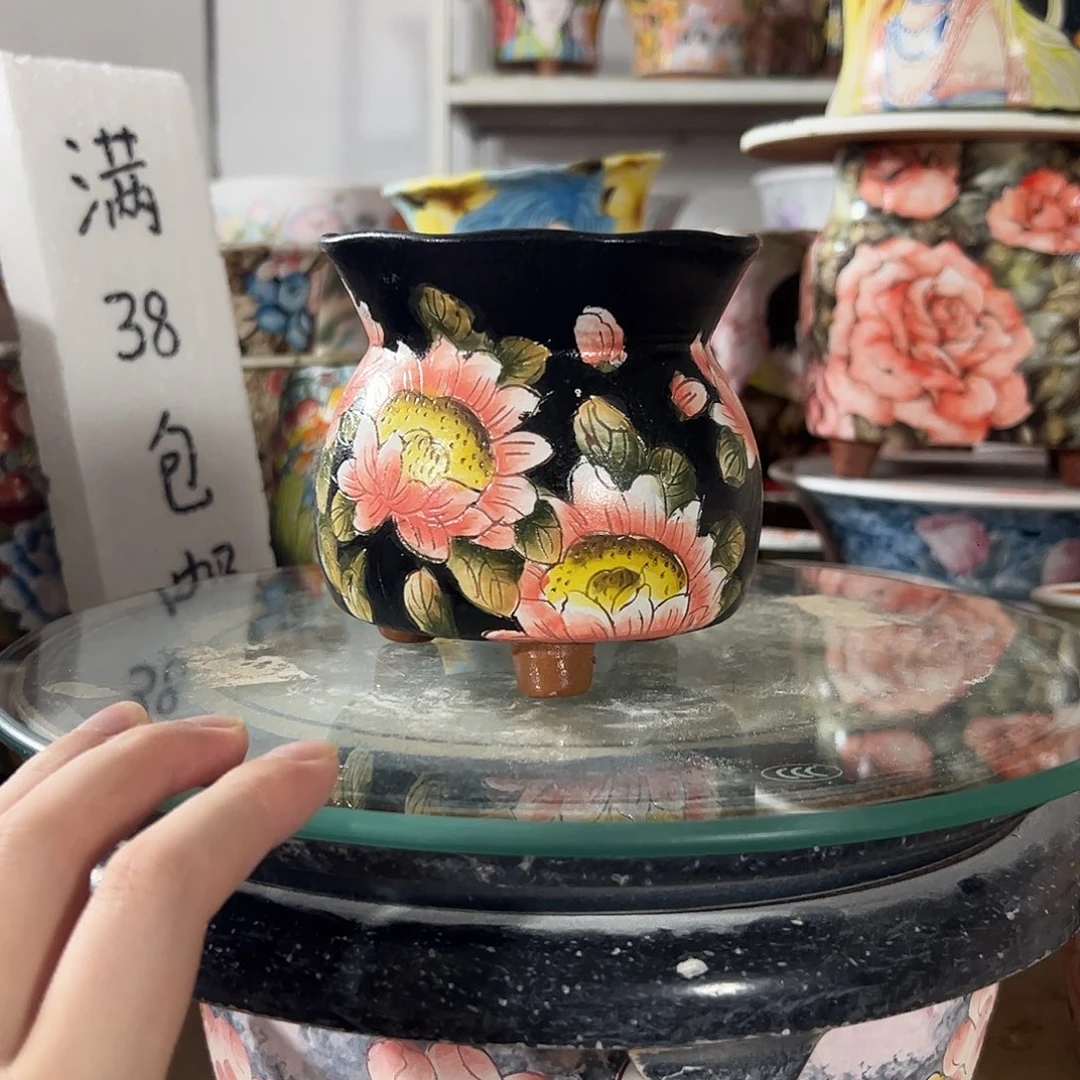 景德镇手绘花盆幸运花盆