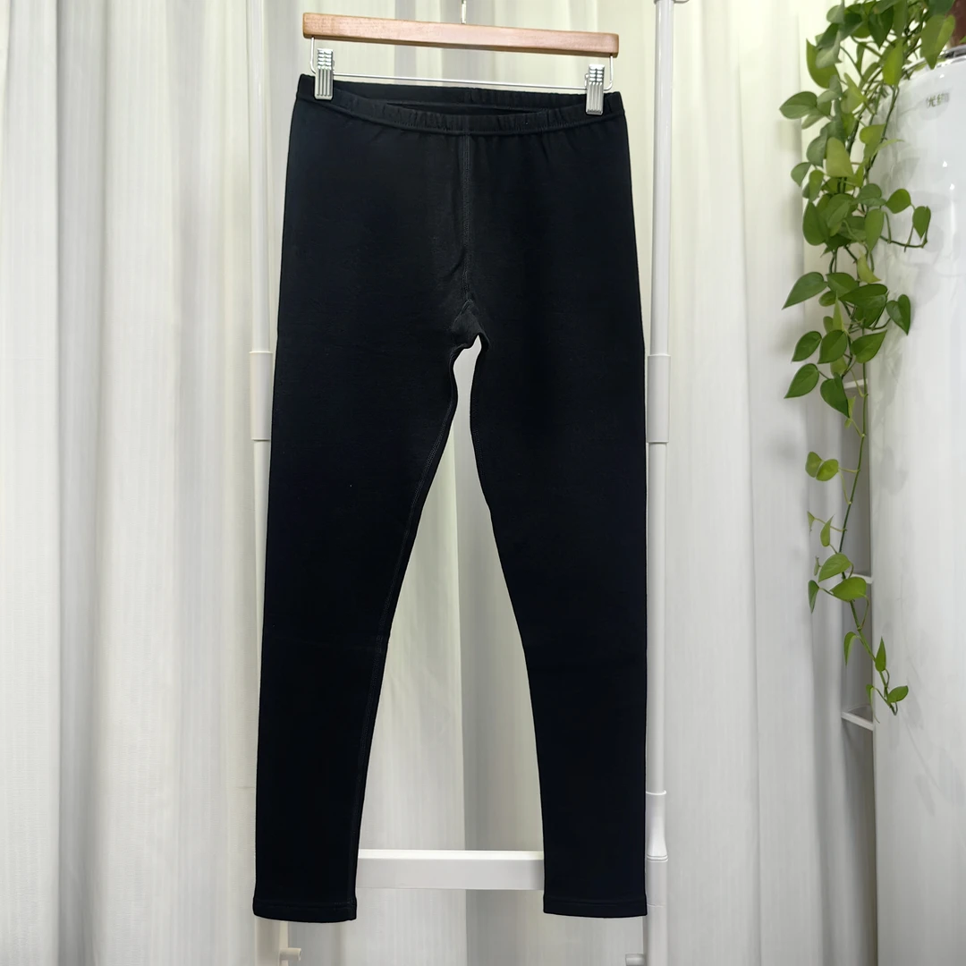 单条秋裤，女士黑色老款发热绒秋裤，内里薄绒