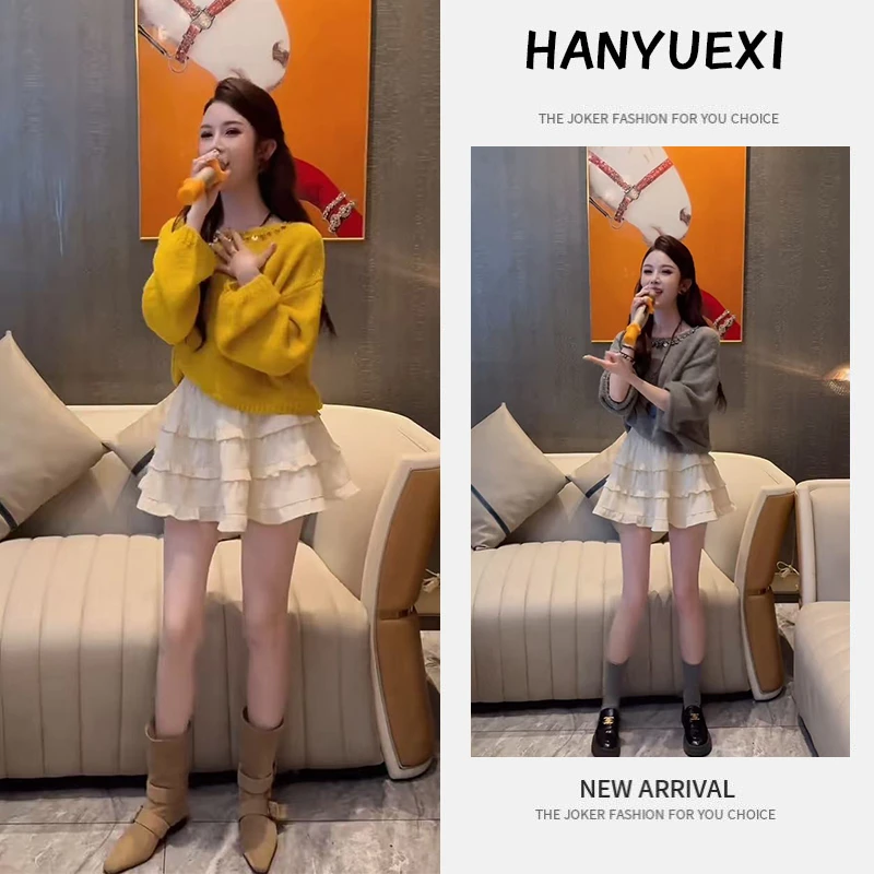 时尚穿搭女2025早秋新款气质休闲显瘦时尚纯欲毛衣休闲短裙两件套