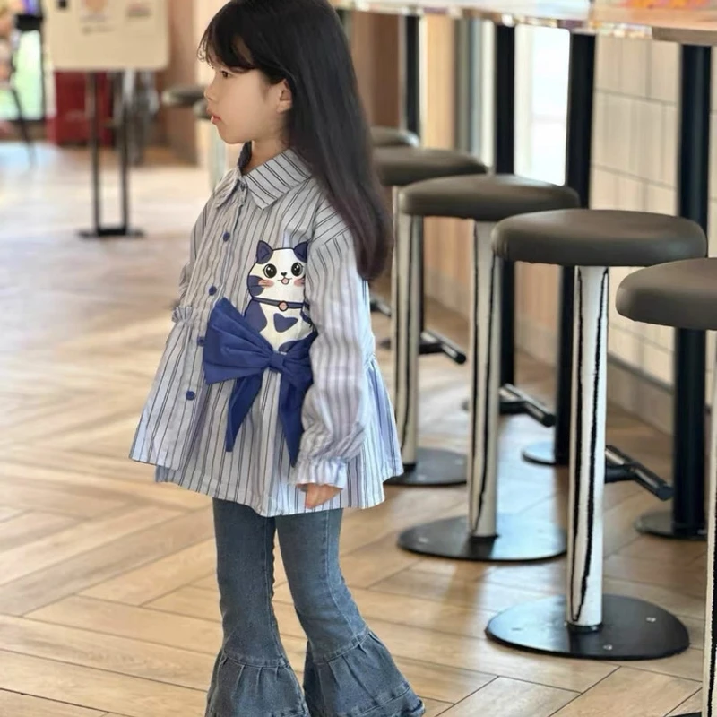 上衣童装时尚牛仔衣服女儿服新款春秋季套装儿童女童中小童潮流