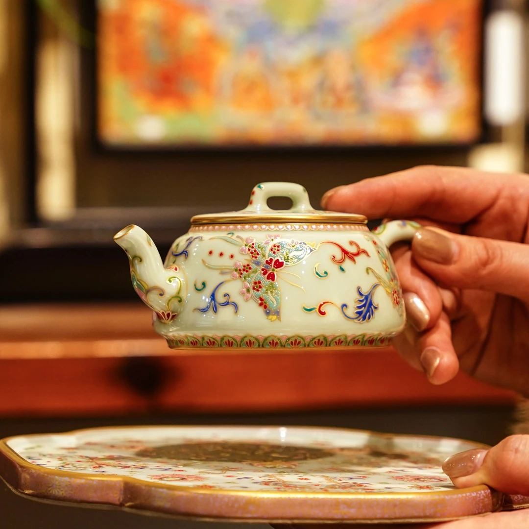 灵玺贡坊   壶2   茶具中式茶道手绘茶杯喝茶饮茶银