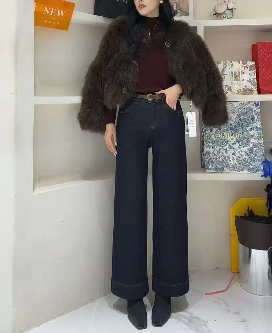 欧货加绒时尚牛仔裤