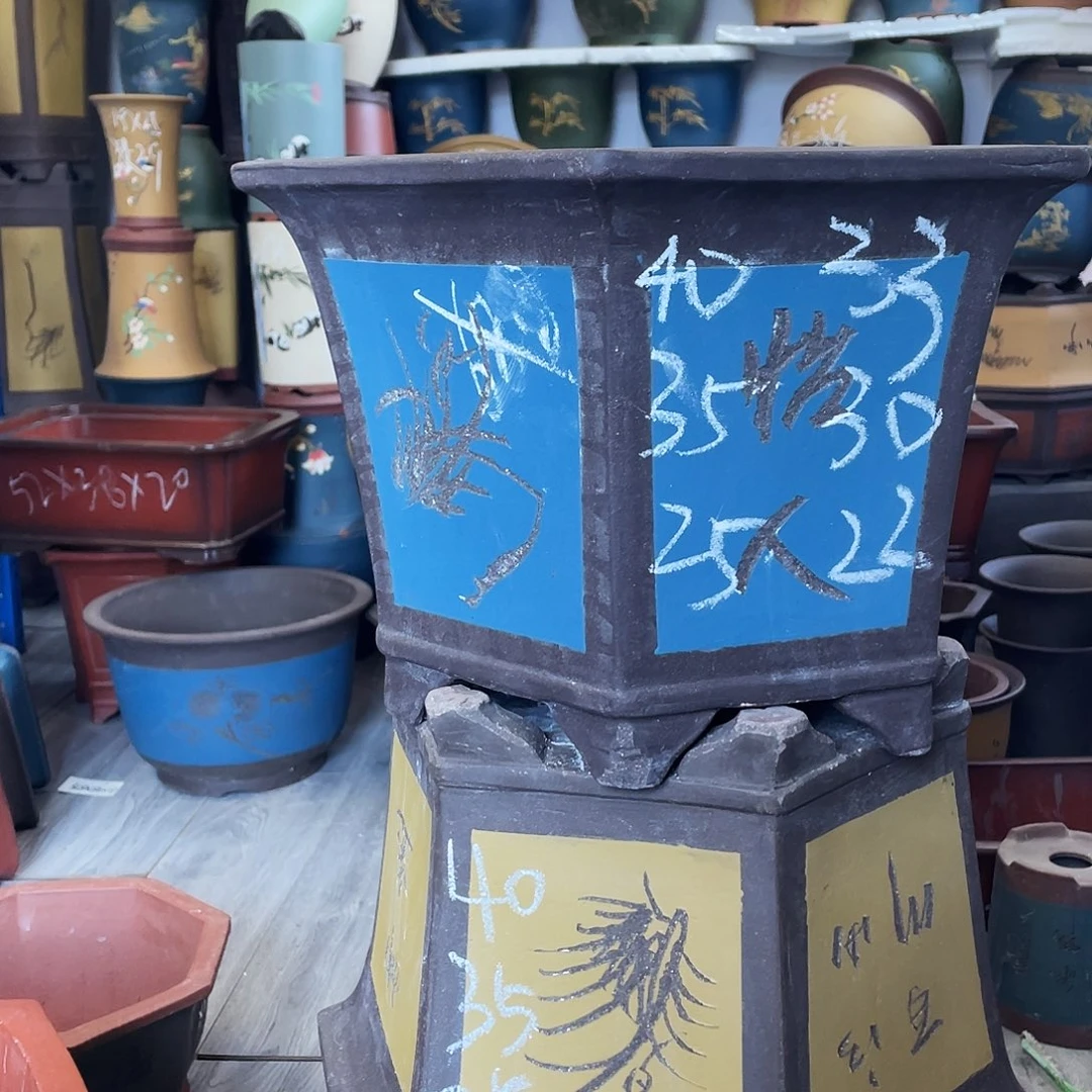 40黄六方➕40蓝六方花盆花盆花盆