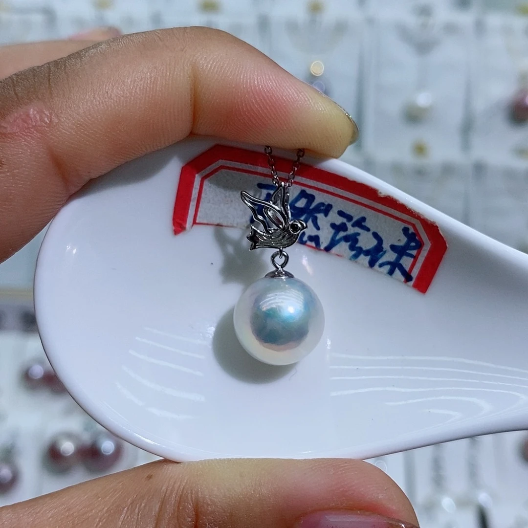 淡水珍珠银S925镶嵌吊坠(赠链)
