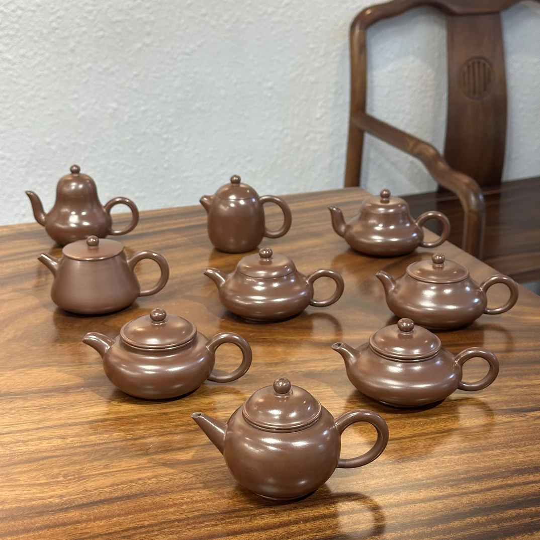 紫朱泥合集潮州手拉壶原矿紫砂朱泥纯手工潮汕功夫茶具小品壶冲罐