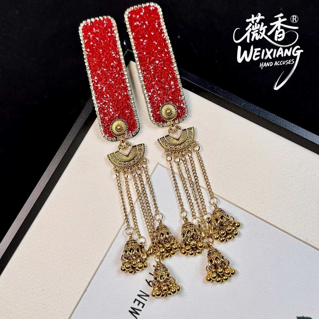 weixiang/薇香267喜庆年味红色喜庆结婚新娘掰掰夹BB夹复古发夹