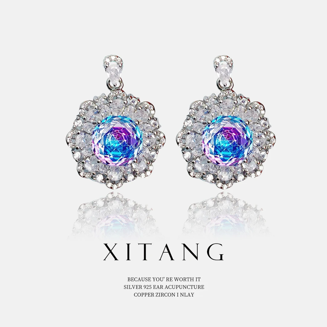 XITANG 925银针【秋水伊人】气质时尚耳钉耳环耳坠8552