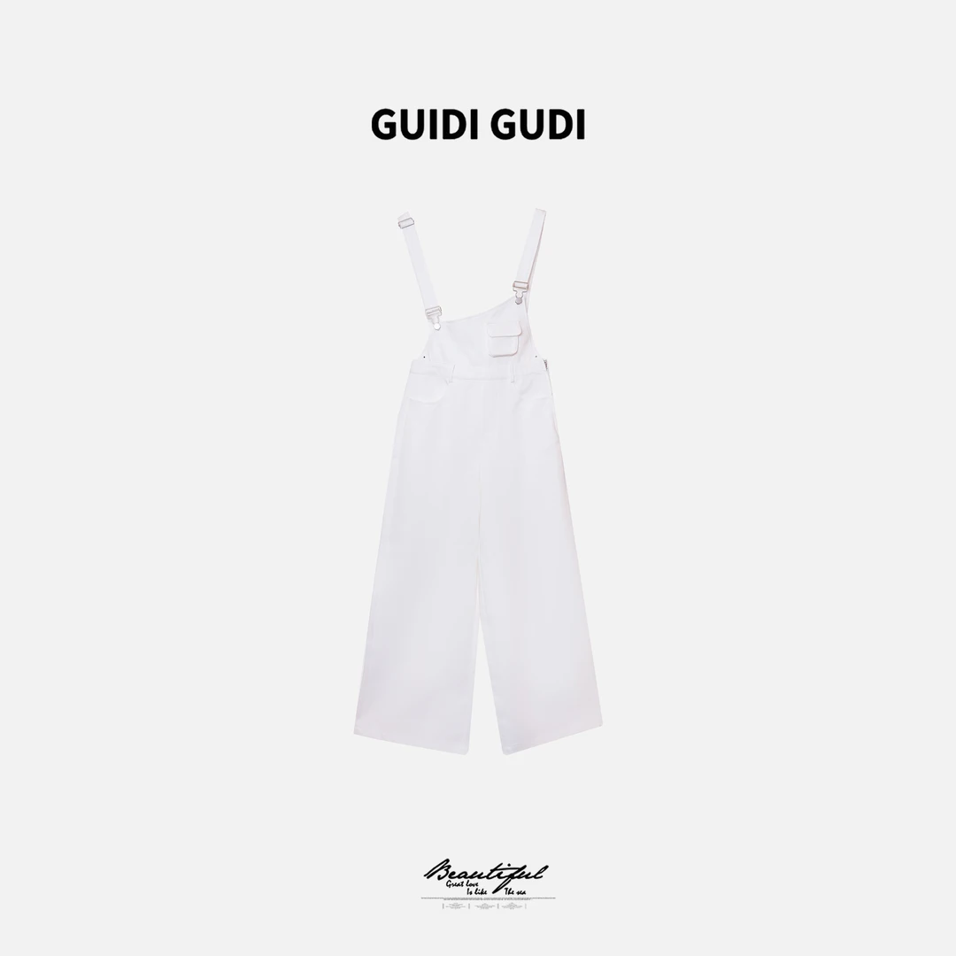 GUIDI GUDI【白夜低语】黄加蓝气质重工背带裤牛仔裤