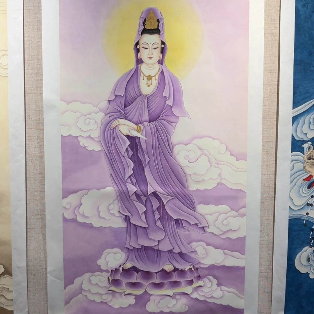 贤***弟国画李老师精品紫衣观音