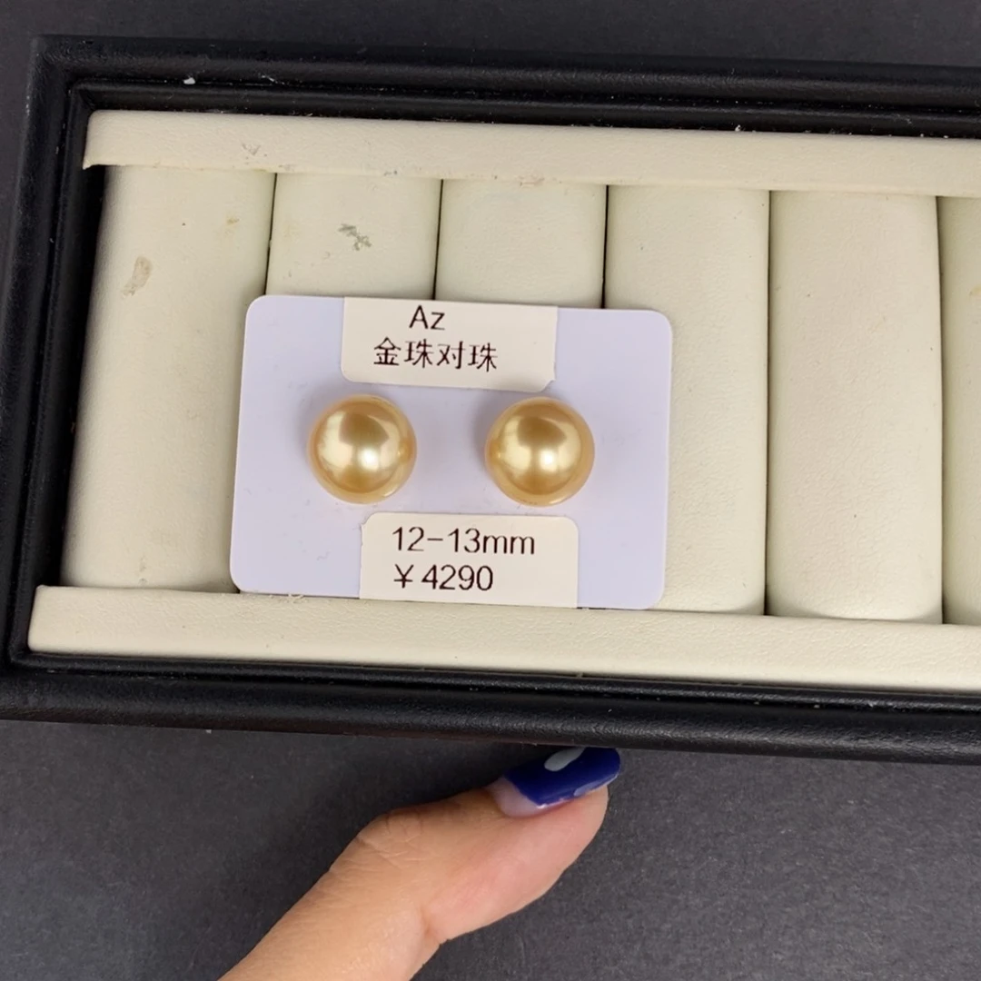 未镶嵌海水珍珠颈饰C*.金珠对珠12-13mm忙