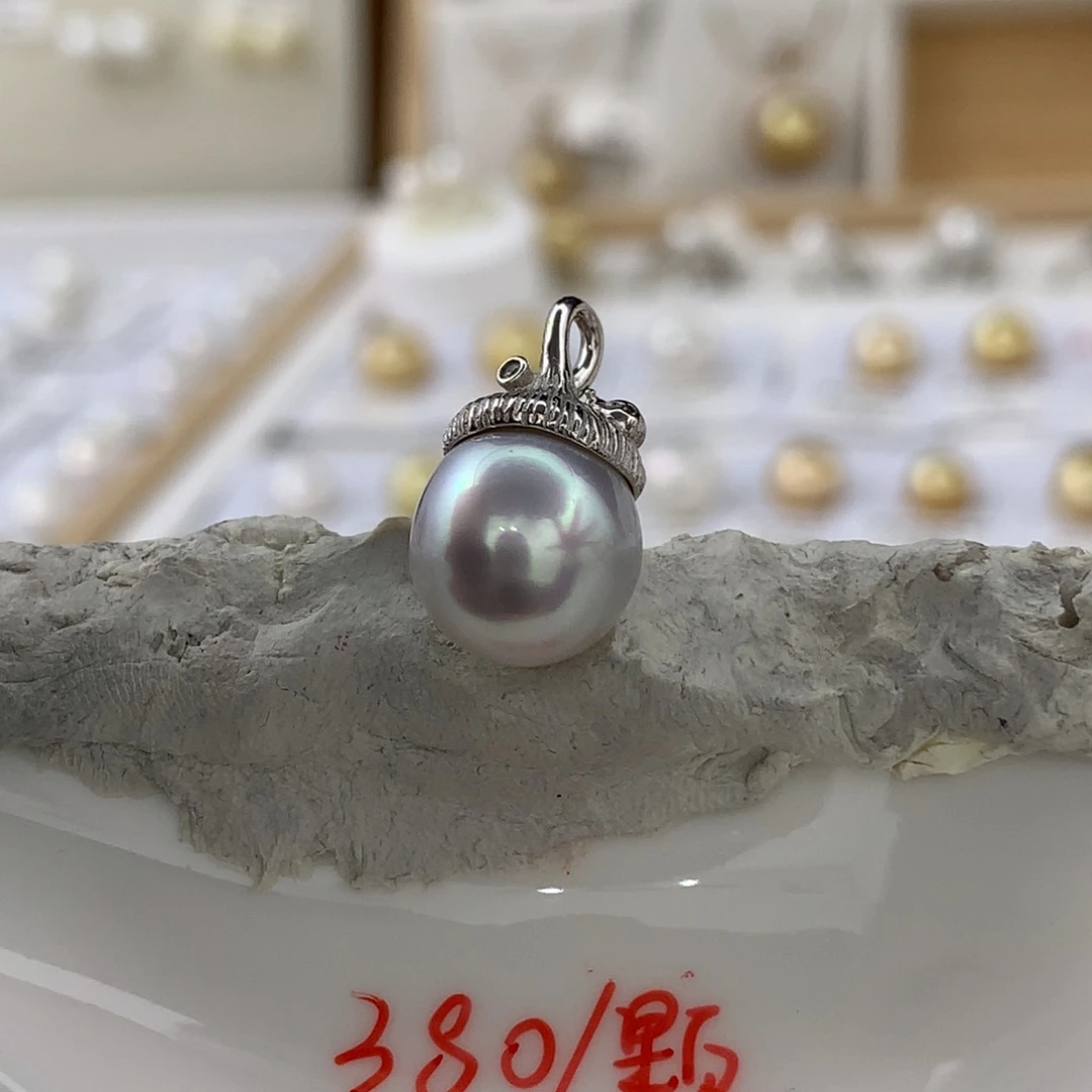未镶嵌银蓝10.9mm海水珍珠