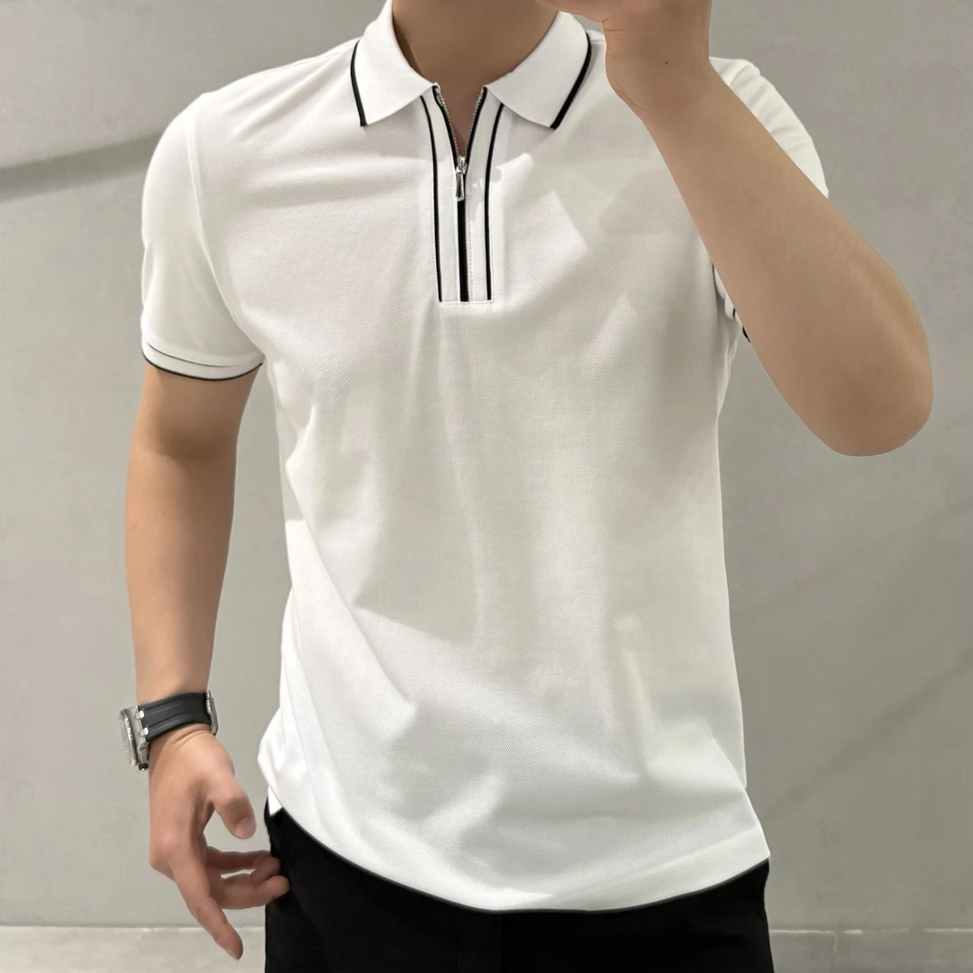 BLANDOO "福利款" 桑蚕丝混纺亲肤柔感撞色翻领polo衫61098