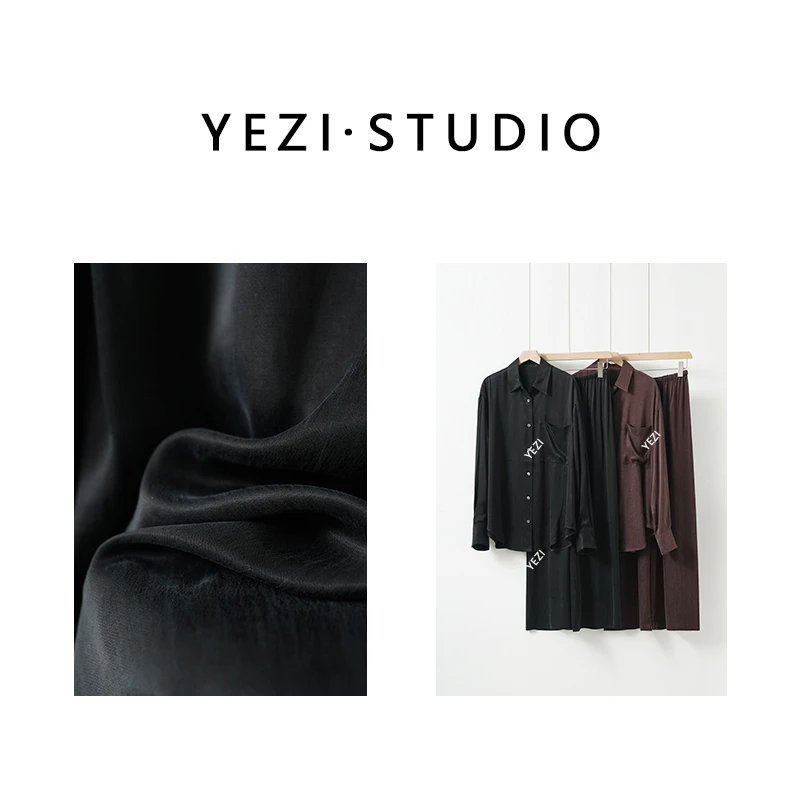 【套装】贵妇缎|F-K-重磅铜氨丝莫代尔重工砂洗衬衫长裤25139024