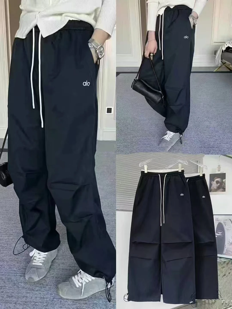 60692 腰头拼色褶皱束脚工装裤休闲裤