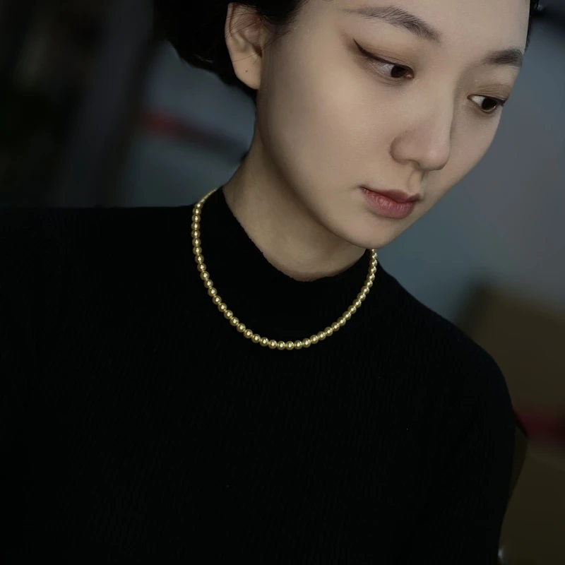 吊坠925银 【掌柜专属】 A008 [浓金色6mm串链]  镜面极强光 经典