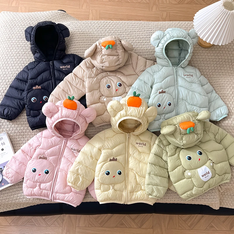 秋冬奶龙款男童宝宝棉袄防风短款棉服婴儿连帽外套冬季女童潮棉袄