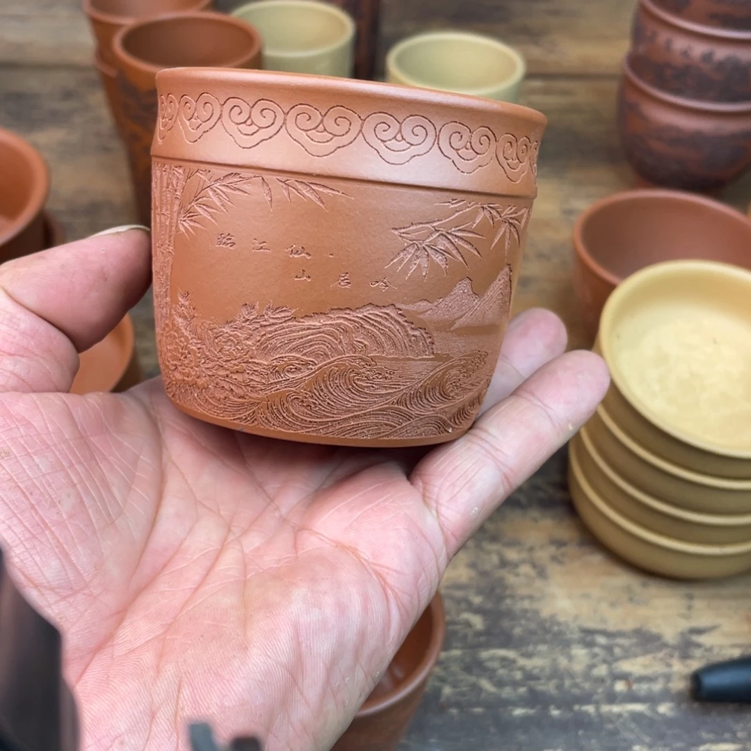 紫砂茶杯原矿赵庄朱泥主人杯