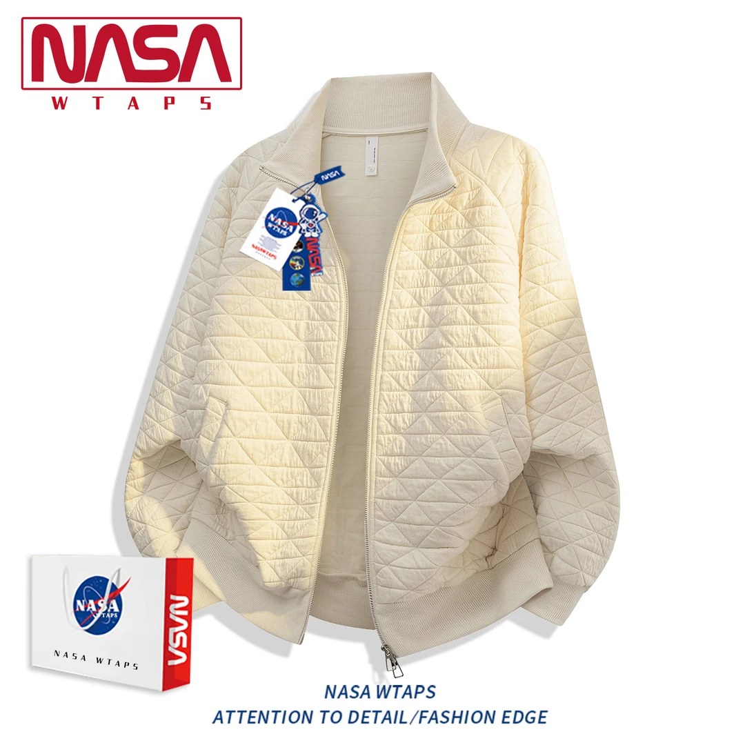 NASA WTAPS美式菱形格子卫衣男款春秋季新款时尚潮牌立领休闲外套