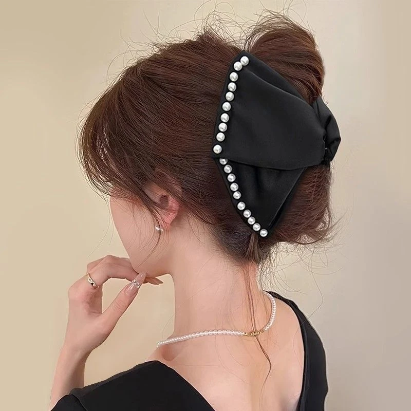 缎面超大号发夹女新款气质洋气三角抓夹后脑勺大号盘发鲨鱼夹子