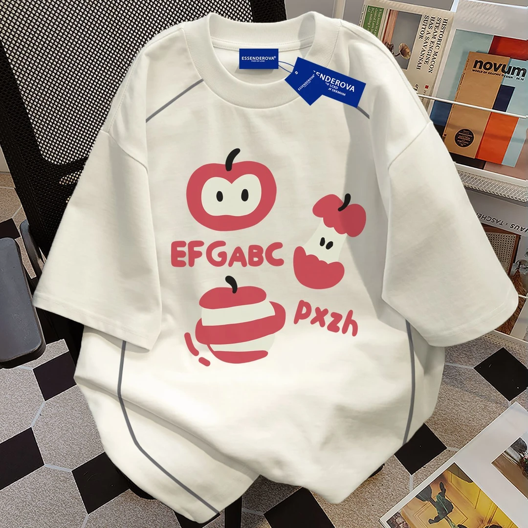 100%纯棉小众休闲短袖t恤男女夏季爆款宽松街头圆领情侣上衣服