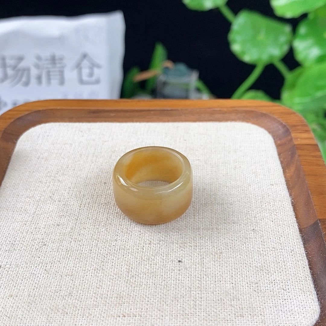 和田玉戒指未镶嵌B75蜜糖圆切17.1不退换