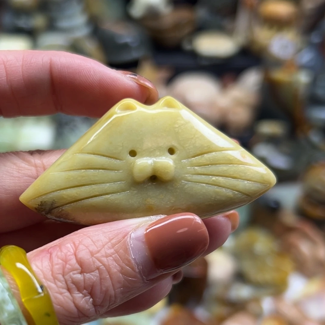 ➸***露岫玉未镶嵌颈饰辽阳料水草猫