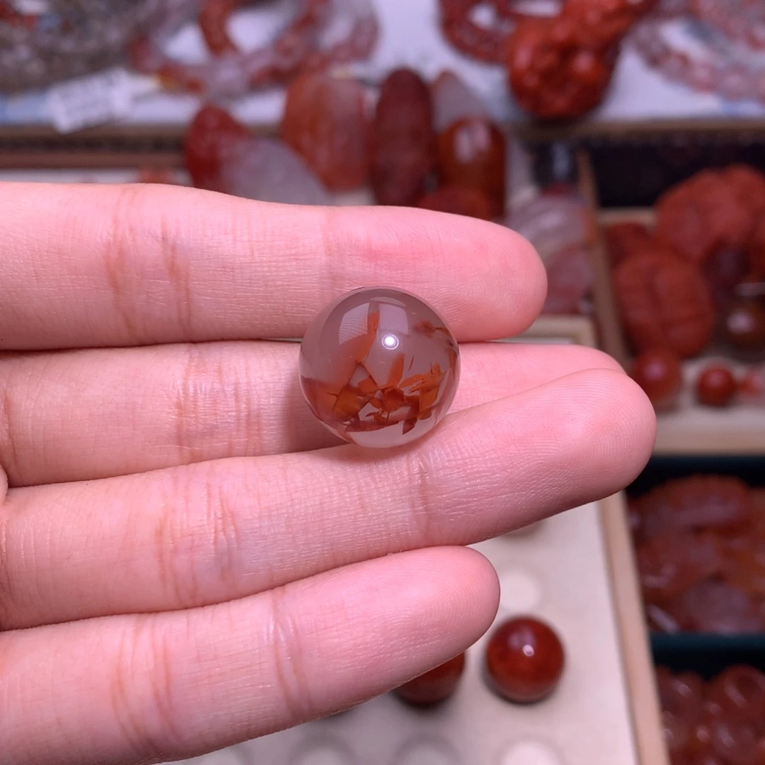 唔***哇南红玛瑙未镶嵌珠宝半成品单珠234
