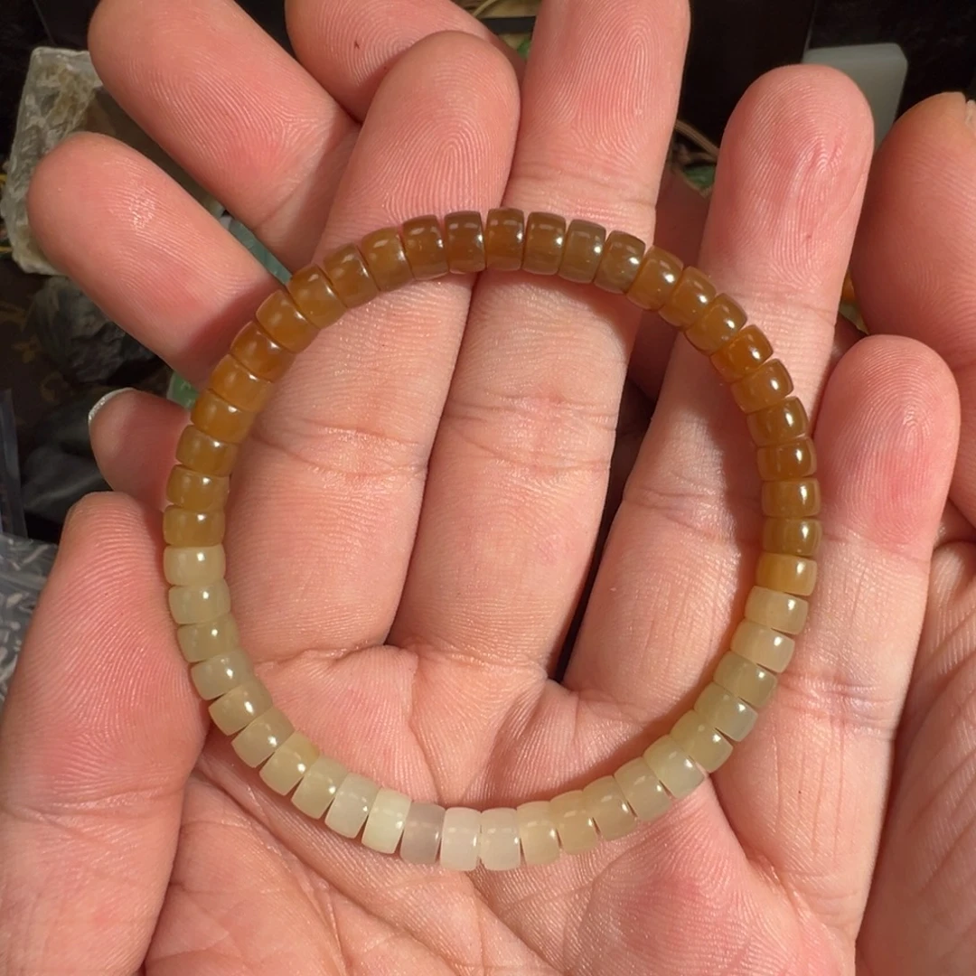 和田玉未镶嵌手串新疆且末红糖渐变精工药片6mm 福利