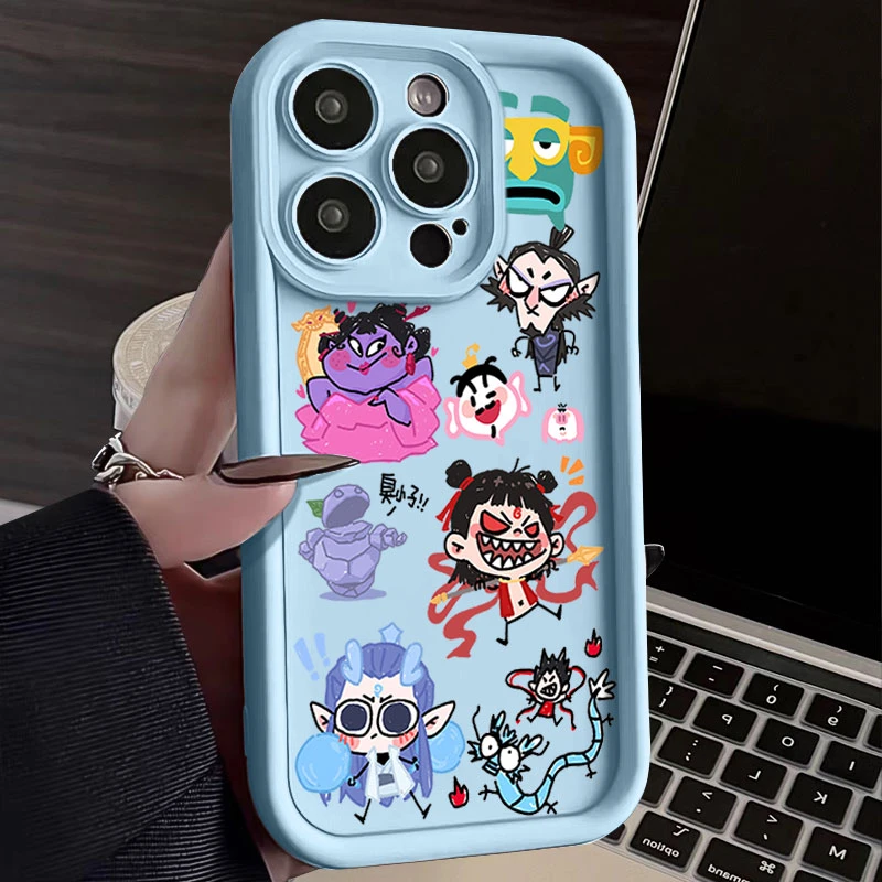 哪吒涂鸦合集适用iphone16苹果手机壳15promax金刚砂14软131211