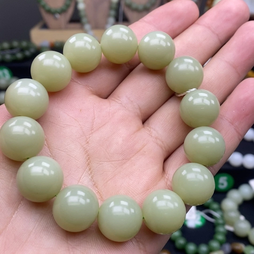 和田玉手链未镶嵌若羌黄口卡16