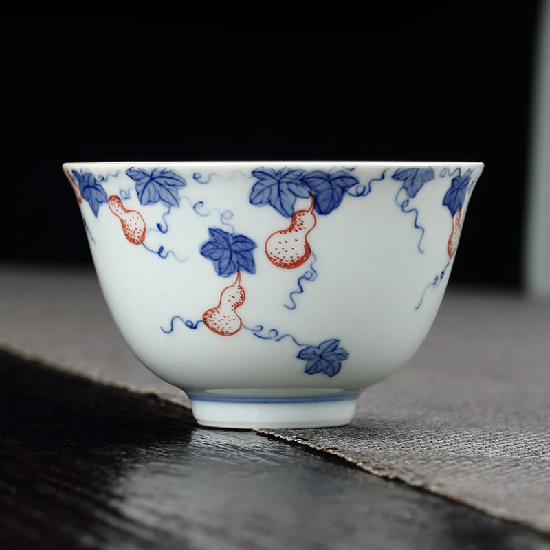 景德镇主人杯青花品茗杯禅意手绘禅意家用茶杯泡茶喝茶功夫茶具