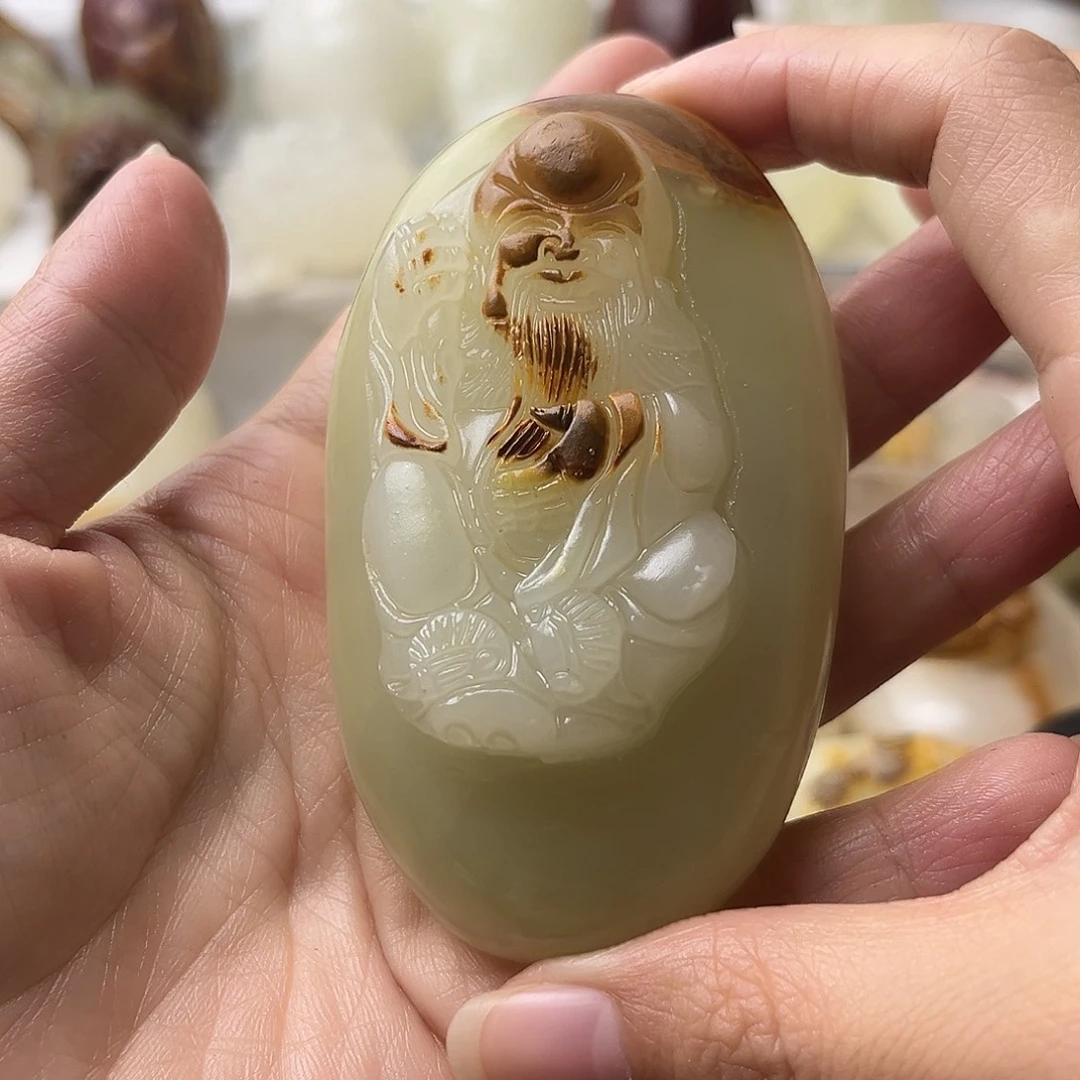 石材方解石手把摆件不退换寿星