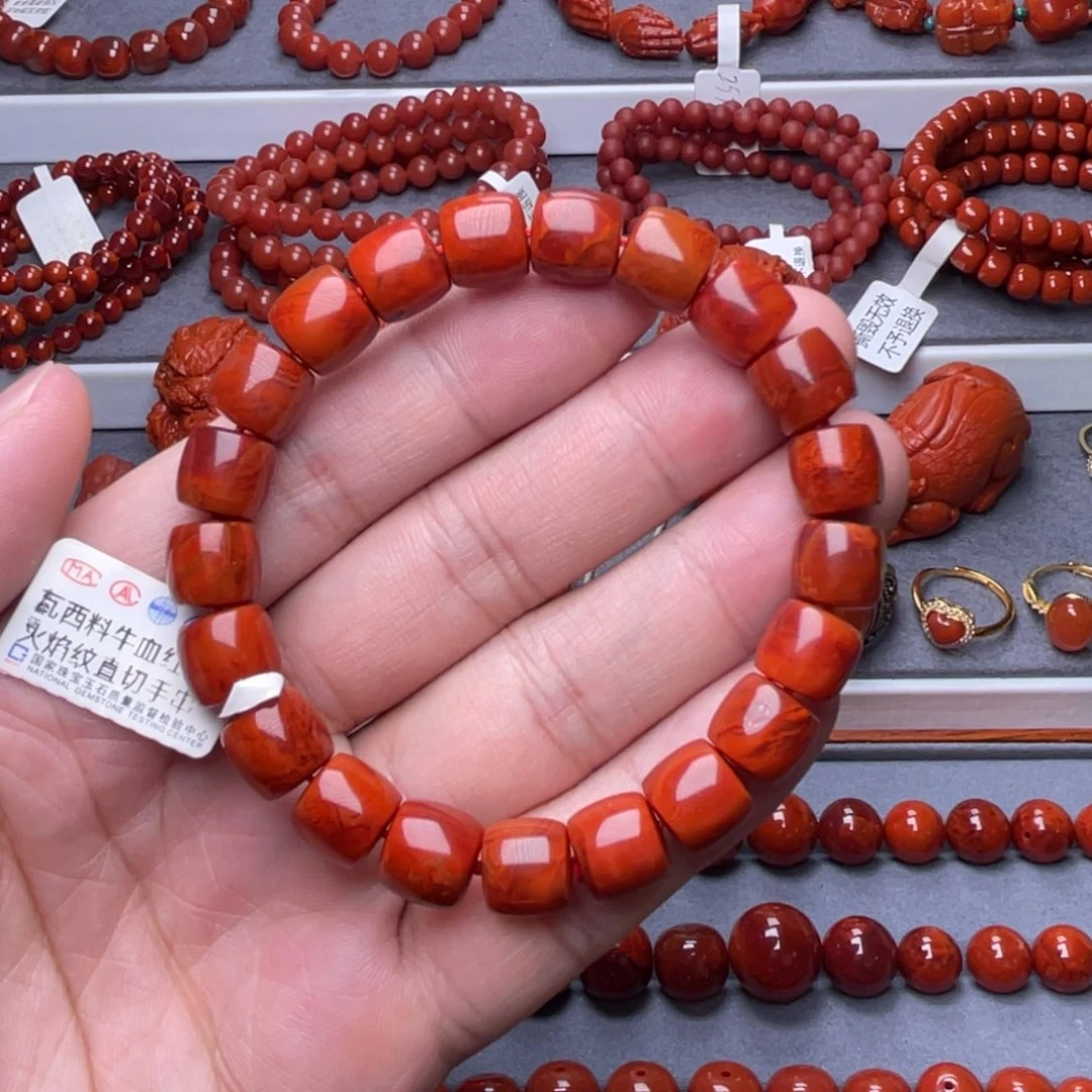 手串未镶嵌南红玛瑙10.4mm瓦西火焰纹直切手串
