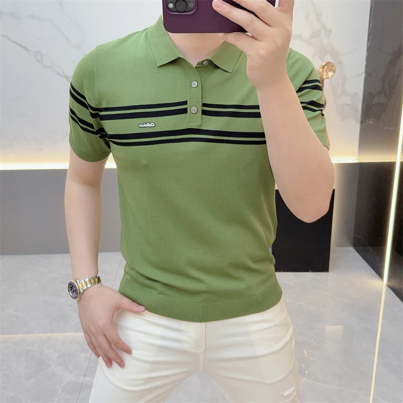 度尚-夏季新款男士轻奢高品质针织薄款时尚休闲翻领POLO衫短袖